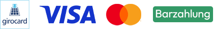 Zahlarten: Girocard, VISA, Mastercard, Barzahlung Zahlarten: Girocard, VISA, Mastercard, Barzahlung